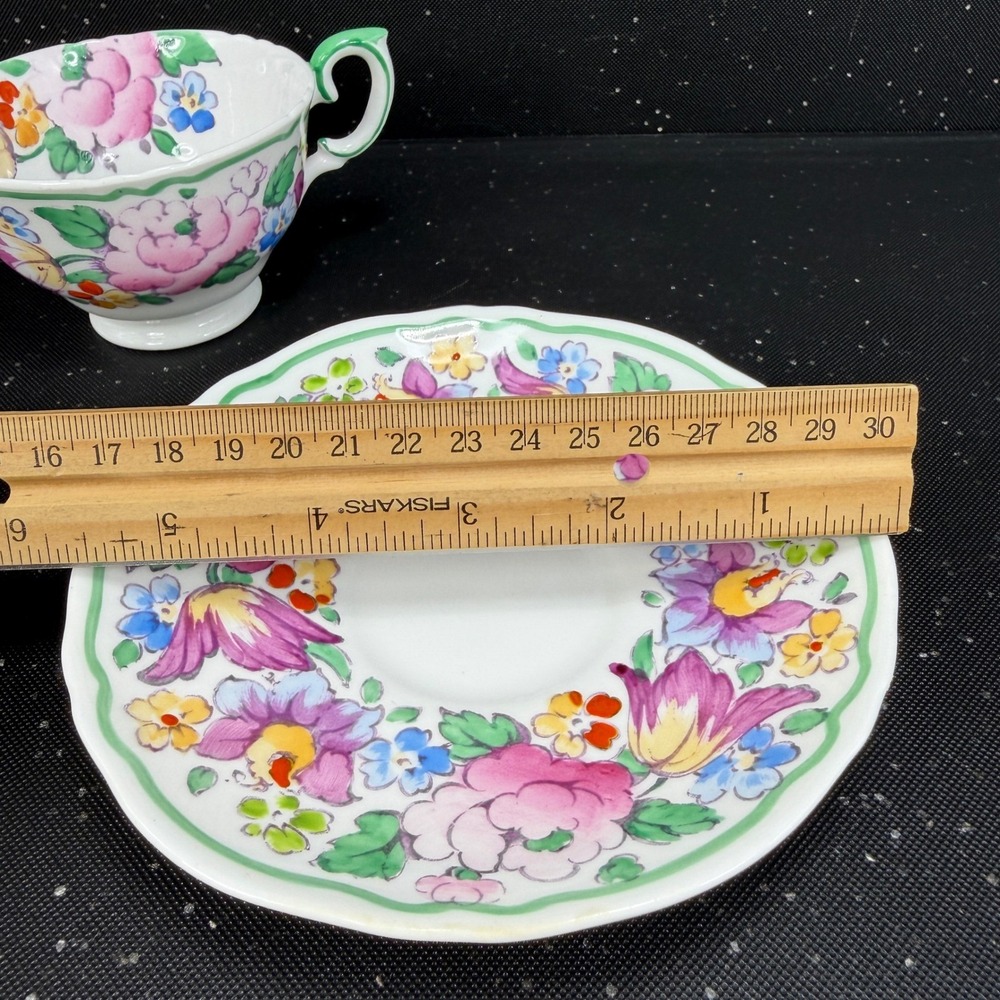 Crown Staffordshire Floral Tea Cup Saucer Set England 15227 Fine Bone China - Picture 2 of 13